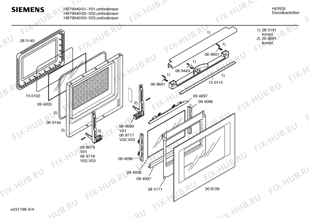 Схема №2 HB79040GB с изображением Панель для плиты (духовки) Siemens 00285804