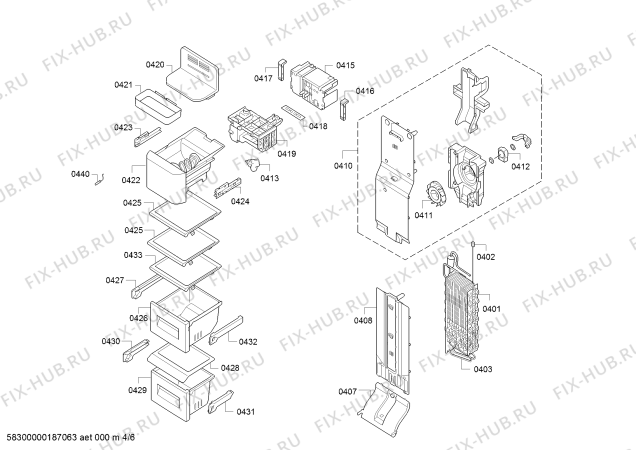 Схема №1 KAD90VB204 Side by side с изображением Ручка двери для холодильника Bosch 00717320