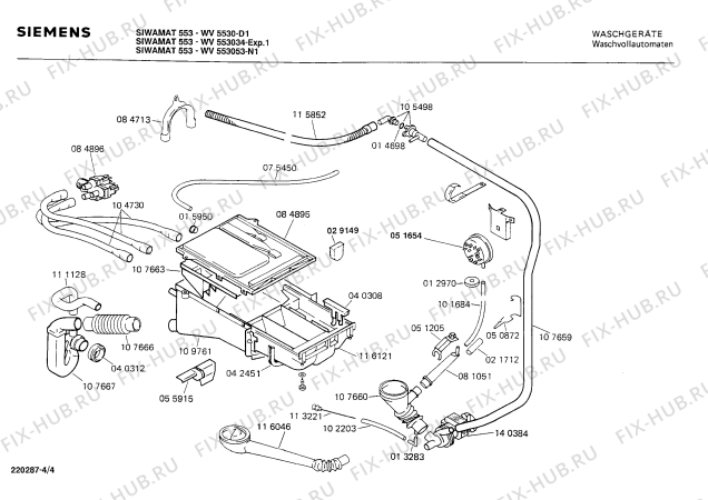 Взрыв-схема стиральной машины Siemens WV553034 SIWAMAT 553 - Схема узла 04
