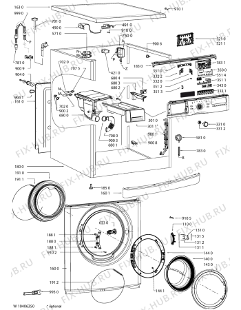 Схема №1 AWO 2261 с изображением Рукоятка для стиральной машины Whirlpool 481071425321