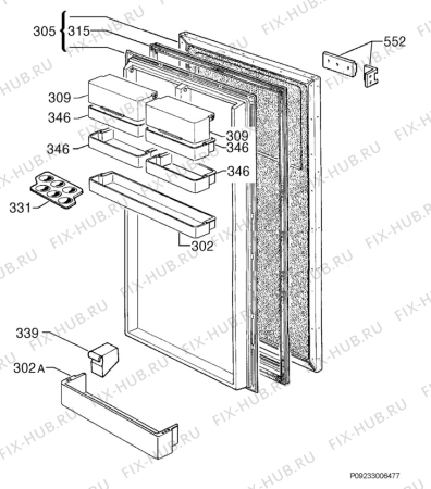 Взрыв-схема холодильника Blomberg KI1231 - Схема узла Door 003