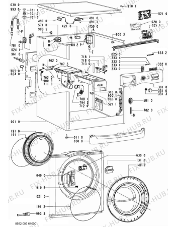 Схема №1 AWOE 9750 с изображением Обшивка для стиралки Whirlpool 480111102419