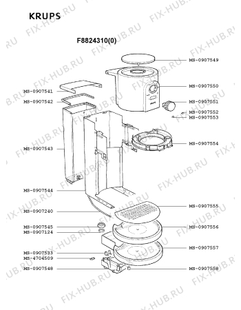 Взрыв-схема кофеварки (кофемашины) Krups F8824310(0) - Схема узла FP001859.1P2