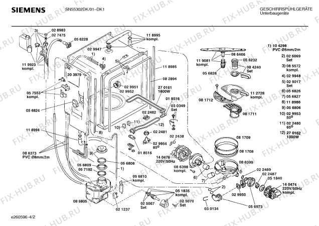 Взрыв-схема посудомоечной машины Siemens SN55302DK - Схема узла 02