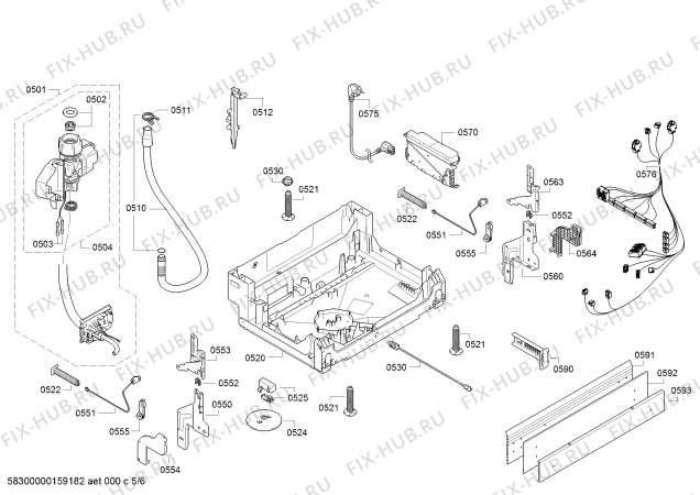 Взрыв-схема посудомоечной машины Bosch SMU84M35EU Exclusiv SilencePlus - Схема узла 05