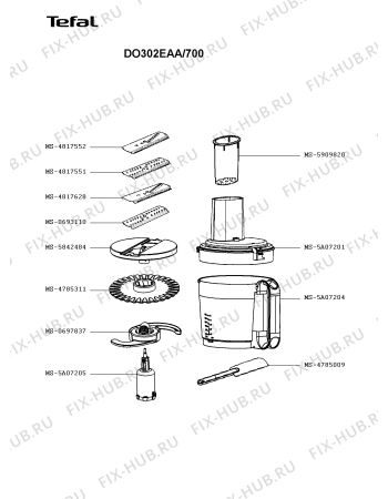 Взрыв-схема кухонного комбайна Tefal DO302EAA/700 - Схема узла DP003453.7P2