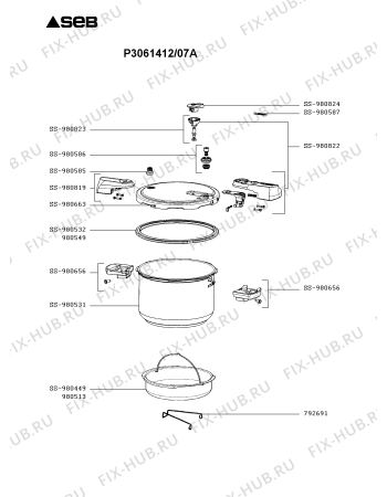 Схема №1 P3061412/07A с изображением Сотейника Seb SS-980823