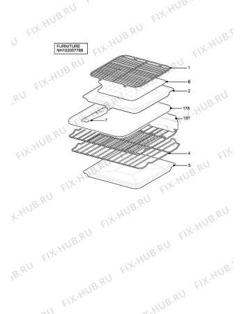 Взрыв-схема плиты (духовки) Zanussi ZDG58W - Схема узла H10 Furniture