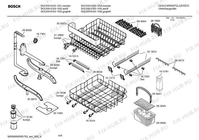 Взрыв-схема посудомоечной машины Bosch SGU5910 - Схема узла 06