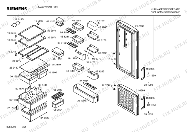 Схема №2 KG27VF5 с изображением Дверь морозильной камеры для холодильной камеры Siemens 00216693