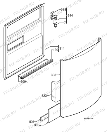 Взрыв-схема посудомоечной машины Aeg Electrolux F50878M - Схема узла Door 003