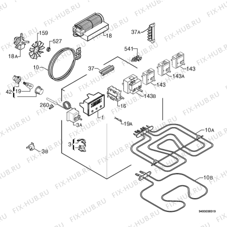 Взрыв-схема плиты (духовки) Privileg 237824_60880 - Схема узла Electrical equipment 268