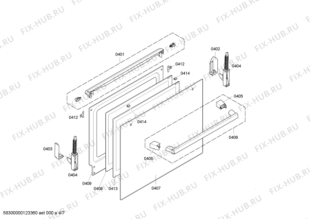 Взрыв-схема плиты (духовки) Bosch HLN445025 - Схема узла 04