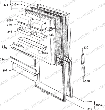 Взрыв-схема холодильника Zanussi Z622/9K - Схема узла Door 003