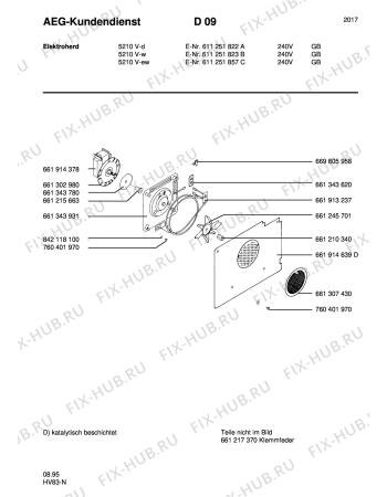 Взрыв-схема плиты (духовки) Aeg 5210V-W GB - Схема узла Section9