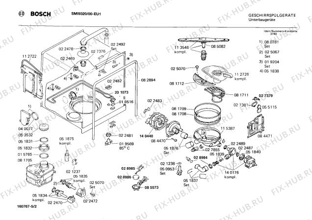 Взрыв-схема посудомоечной машины Bosch SMI9320 - Схема узла 02