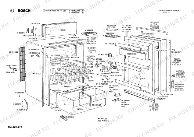 Схема №1 0702165818 KS1780ELF с изображением Вставка для холодильной камеры Bosch 00022414
