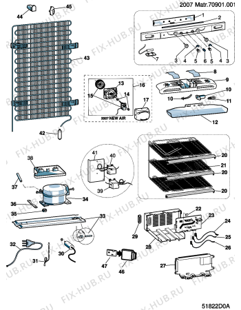 Взрыв-схема холодильника Ariston MBL1822Z (F036646) - Схема узла