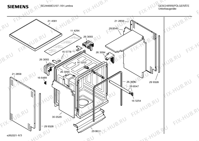 Схема №1 SE2NCN3 026/662-91 с изображением Крышка для посудомоечной машины Siemens 00168681