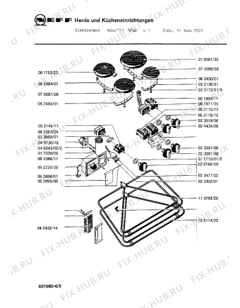 Взрыв-схема плиты (духовки) Neff 1114443707 1444/171NFGWV1 - Схема узла 05