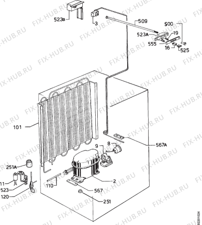 Взрыв-схема холодильника Zanussi ZVC47LE - Схема узла Cooling system 017