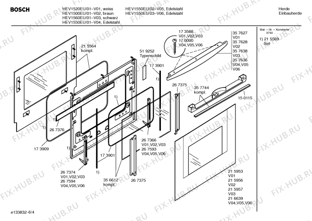 Схема №1 HEV1520EU с изображением Ручка управления духовкой для духового шкафа Bosch 00182012