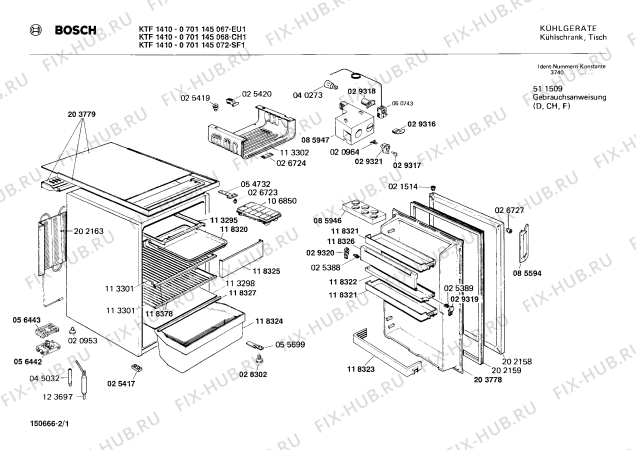 Схема №1 0701145072 KTF1410 с изображением Подшипник для холодильной камеры Bosch 00029319