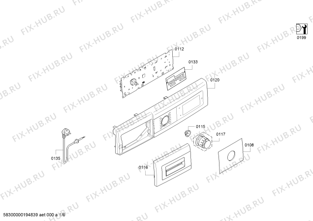 Схема №1 WLT24440CH с изображением Наклейка для стиралки Bosch 00639018