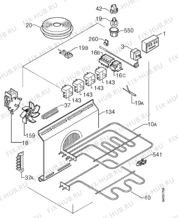 Взрыв-схема плиты (духовки) Electrolux EK666CE - Схема узла Electrical equipment 268