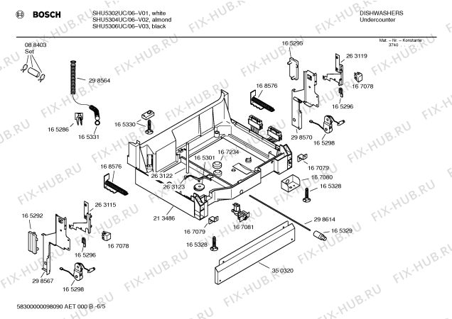 Взрыв-схема посудомоечной машины Bosch SHU5304UC - Схема узла 05