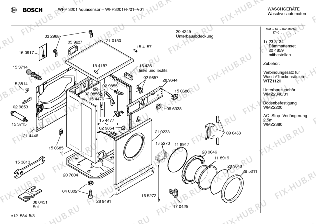 Схема №1 WFP2831FG WFP2831 Aqua Sensor с изображением Инструкция по эксплуатации для стиралки Bosch 00520989