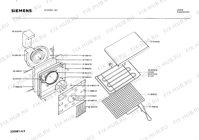 Схема №1 HB220454 с изображением Изоляция для электропечи Siemens 00025790