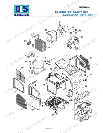 Схема №1 DE 215 see technical inf.  IT0126 Label Type A с изображением Рукоятка для электроувлажнителя воздуха DELONGHI 5348024600
