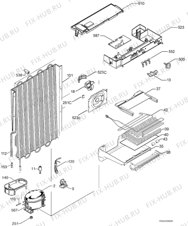 Взрыв-схема холодильника Aeg Electrolux A65270GA - Схема узла Cooling system 017