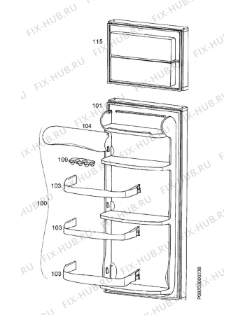 Взрыв-схема холодильника Zanussi CF29DS - Схема узла Door 003