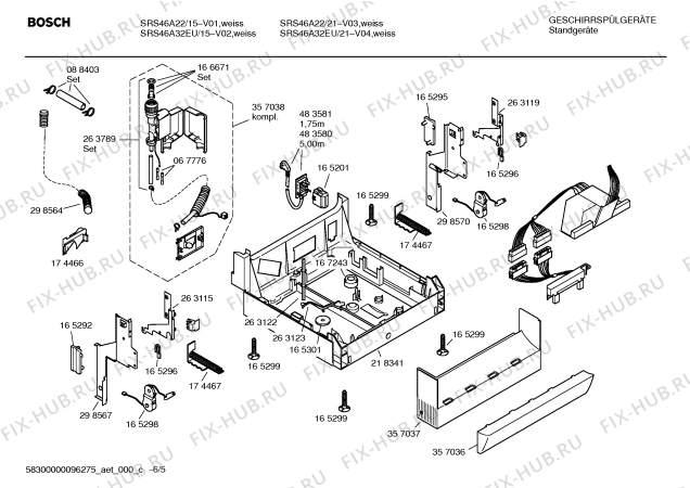 Взрыв-схема посудомоечной машины Bosch SRS46A22 - Схема узла 05