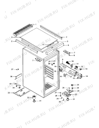 Взрыв-схема холодильника Electrolux ER1240T - Схема узла Cabinet + armatures