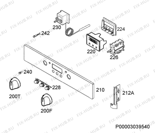 Взрыв-схема плиты (духовки) Faure FOB462N - Схема узла Command panel 037