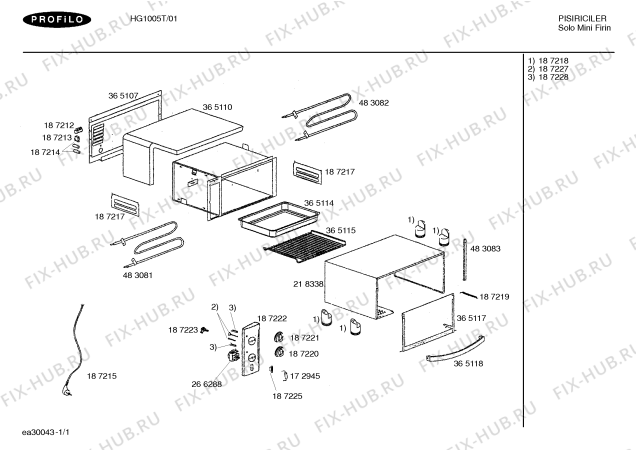 Схема №1 HG1005T PROFILO ELEKTRIKLI MINI FIRIN с изображением Изоляция для плиты (духовки) Bosch 00365110