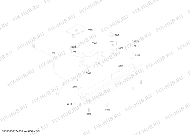 Взрыв-схема холодильника Coldex RDN25VW111 REF COLDEX COOLSTYLE 310N BL 220V/60HZ - Схема узла 03