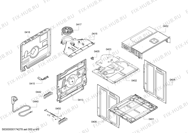 Взрыв-схема плиты (духовки) Bosch HBG43R460 H.BO.NP.L2D.IN.GLASS.B4/.N.E0_C/// - Схема узла 04