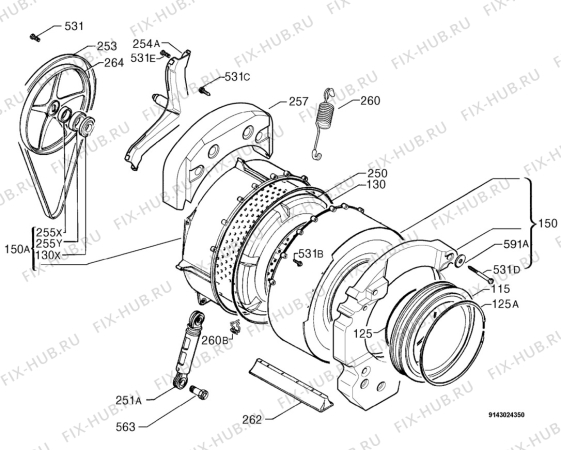 Взрыв-схема стиральной машины Zanussi ZWI2105 - Схема узла Functional parts 267