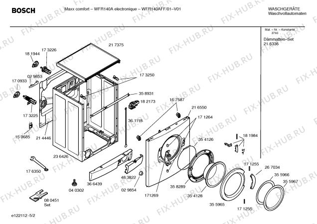 Взрыв-схема стиральной машины Bosch WFR140AFF Maxx confort WFR140A electronique - Схема узла 02