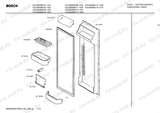 Схема №3 KGU66990 с изображением Рамка для холодильника Bosch 00355562