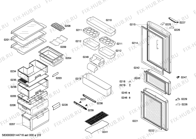 Схема №1 KKF22986TI с изображением Дверь для холодильной камеры Bosch 00248309