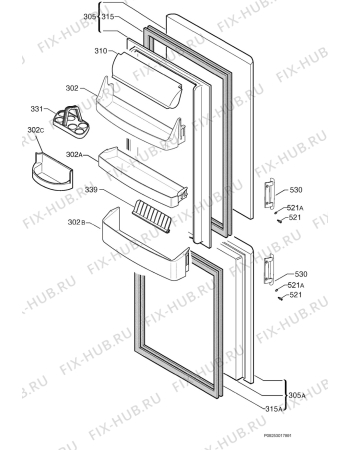Взрыв-схема холодильника Electrolux ERB2434 - Схема узла Door 003