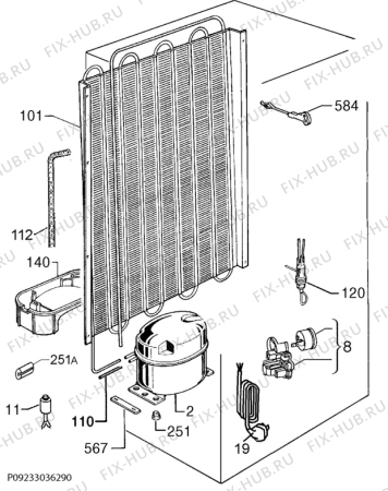 Взрыв-схема холодильника Zanussi ZRA40100XA - Схема узла Cooling system 017