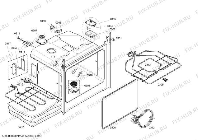 Взрыв-схема плиты (духовки) Bosch HEN384751 - Схема узла 03