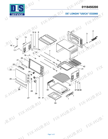 Схема №1 EO 2060 с изображением Фиксатор для плиты (духовки) DELONGHI GL1018