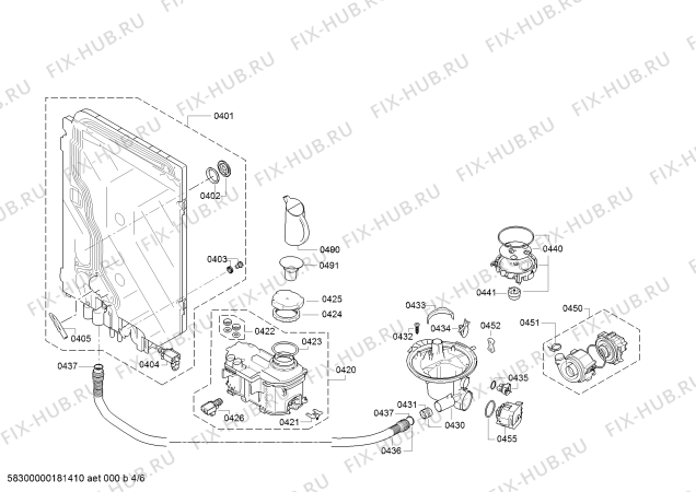 Взрыв-схема посудомоечной машины Bosch SMU68N25EU, SuperSilence - Схема узла 04